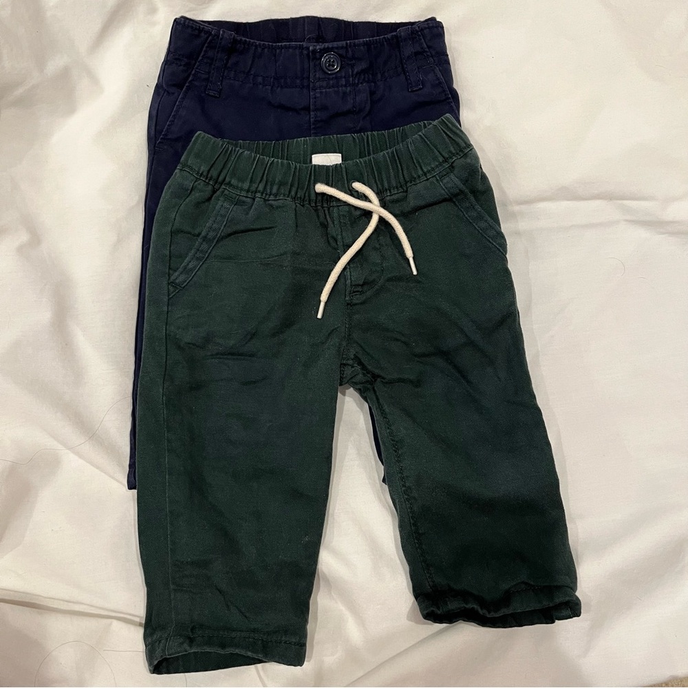2 pairs lined BabyGap chinos 6-12 months